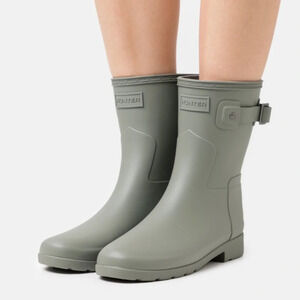 New Hunter Refined Slim Fit Short Rain Boots Gray Wellies, Wellingtons 9